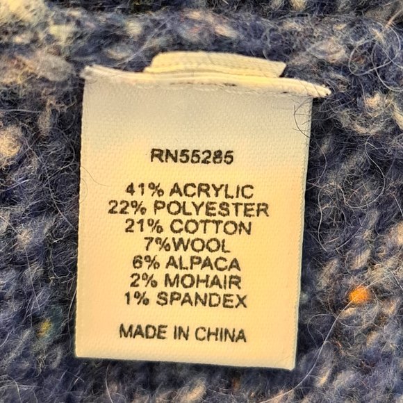Express Blue Cropped Short Sleeved Cardigan Cape Wool Alpaca Size Medium - Picture 7 of 8